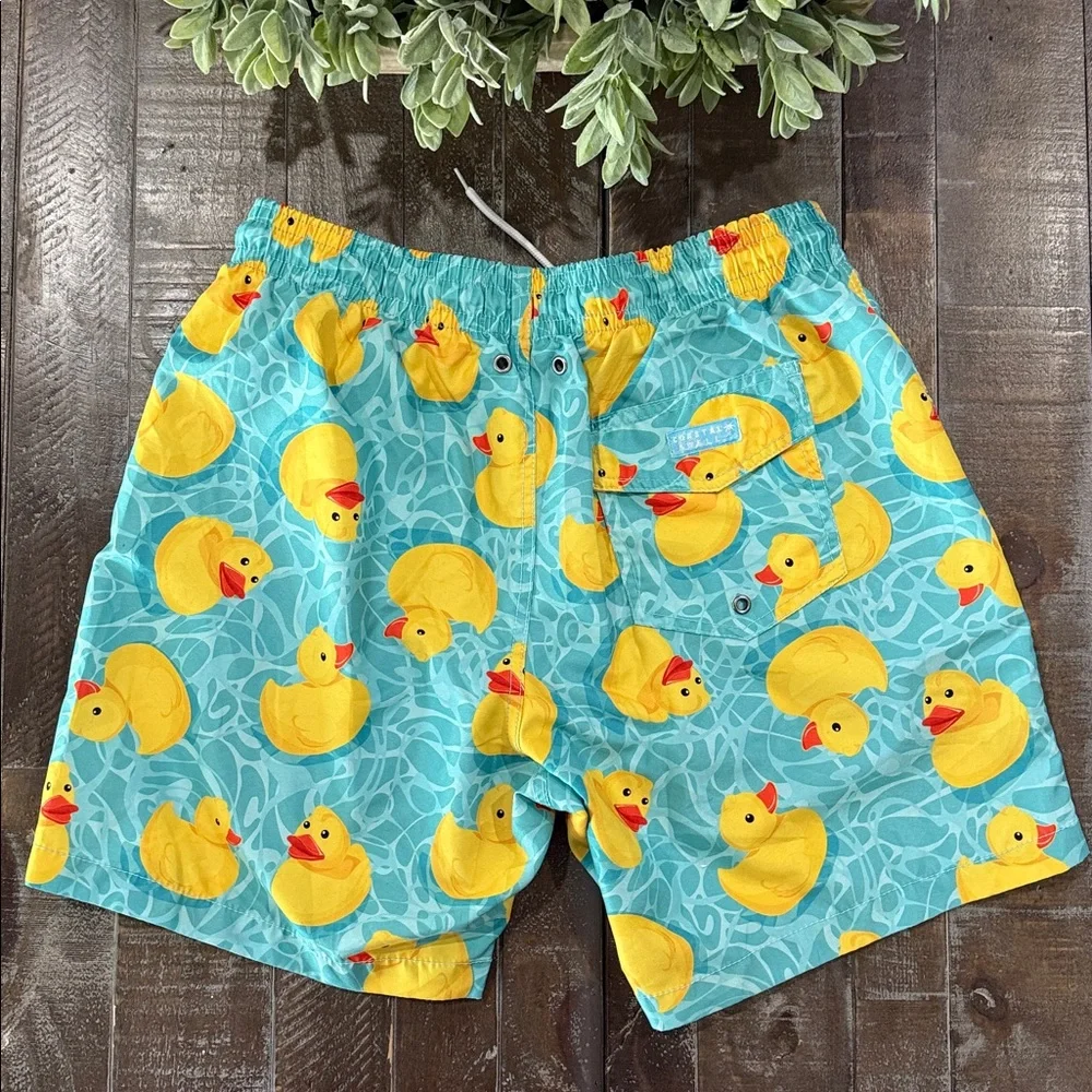 Coastal Swell Men's Blue Rubber Ducky Swim Trunks - Size Medium - Picture 6 of 9
